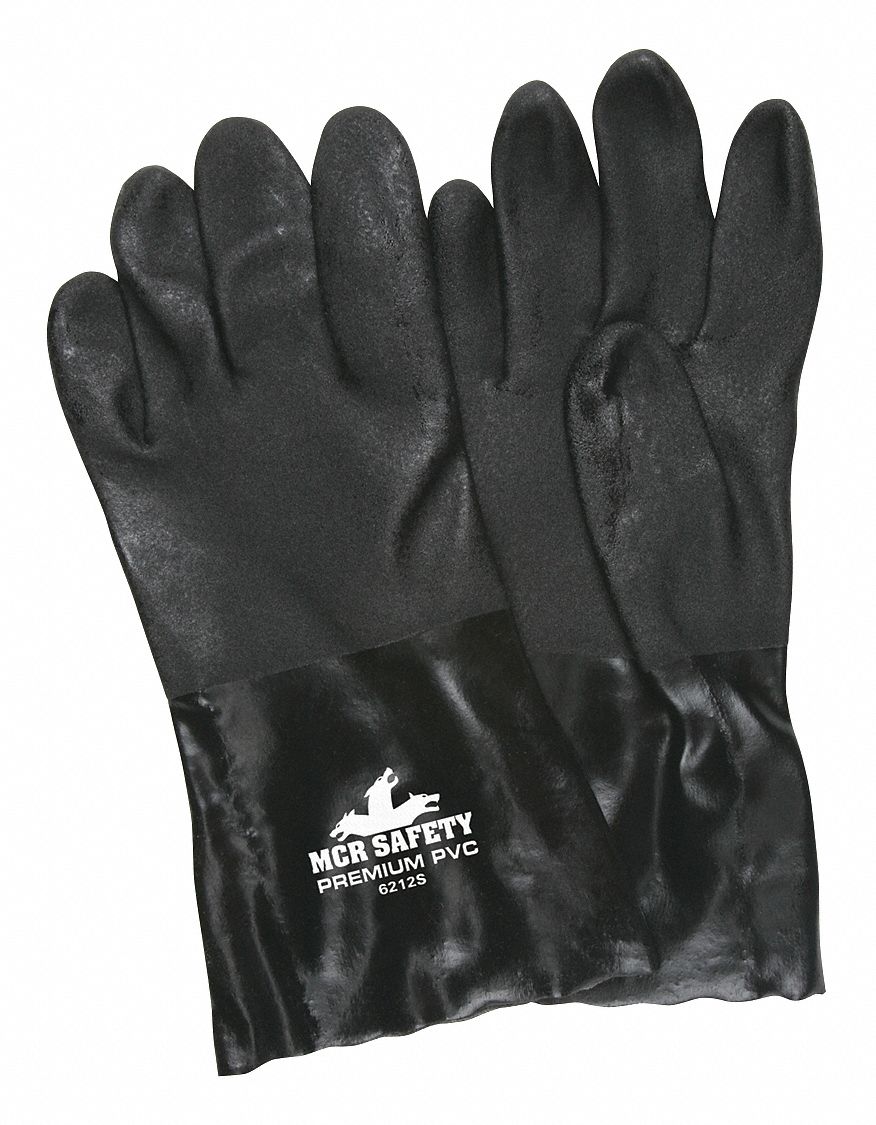 CHEMICAL RESISTANT GLOVES, 12 IN LENGTH, GRAIN, L, BLACK, 6212S, 12 PK