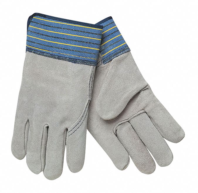 Leather Gloves: L ( 9 ), Cowhide, Premium, Glove, Full Finger, Safety Cuff, 12 PK