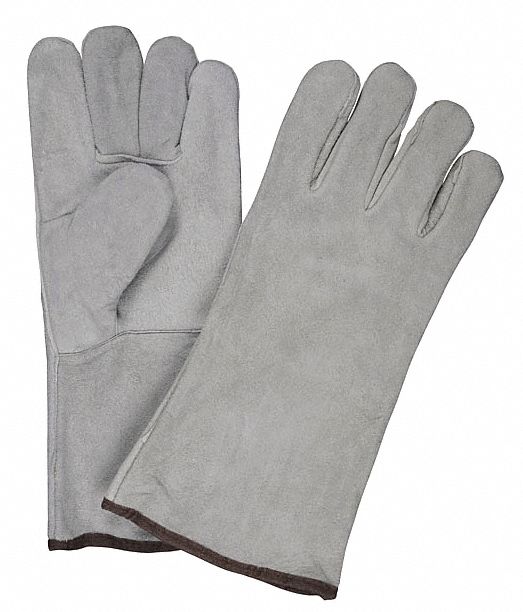 WELDING GLOVES, GREY, WING THUMB, FLEECE, 13½ IN LENGTH, GAUNTLET, XL, 12 PK