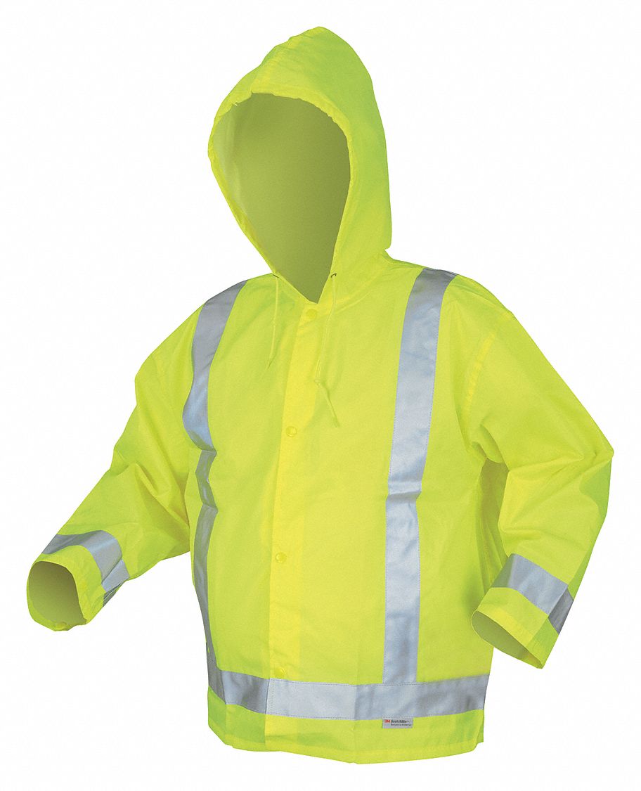 MCR SAFETY, L, Yellow/Green, Rain Jacket with Hood - 3ZET5|500RJHL ...