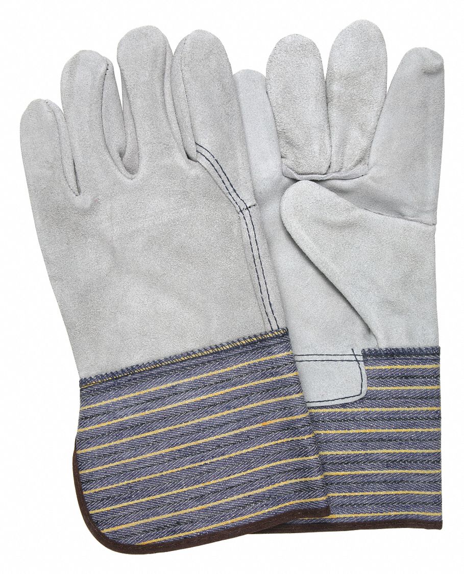 Leather Gloves: L ( 9 ), Cowhide, Premium, Glove, Full Finger, Gauntlet Cuff, 12 PK