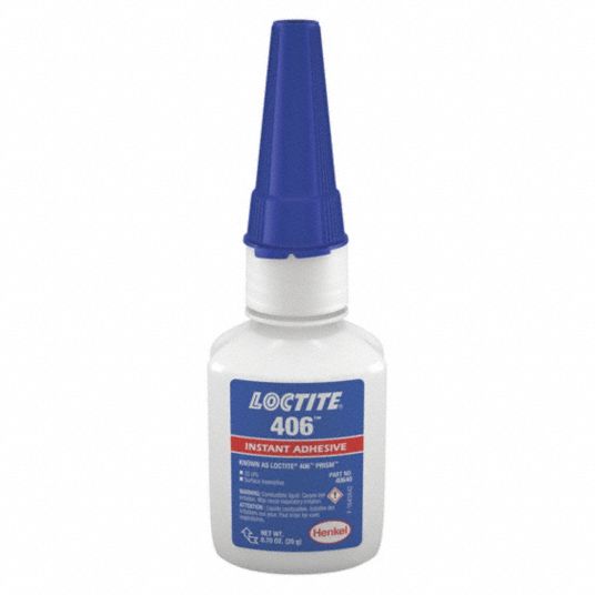 LOCTITE Instant Adhesive: 406, Electronics, 0.7 fl oz, Bottle, Clear, Thin  Liquid, 50 g/L and Under