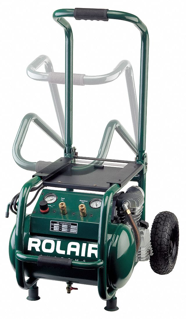 Portable Air Compressor: Oil Lubricated, 5.3 gal, Hot Dog, 2 hp, 6.5 cfm @ 90 psi, 120V AC