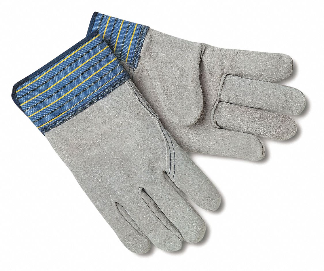 Leather Gloves: 2XL ( 11 ), Cowhide, Premium, Glove, Full Finger, Safety Cuff, 12 PK