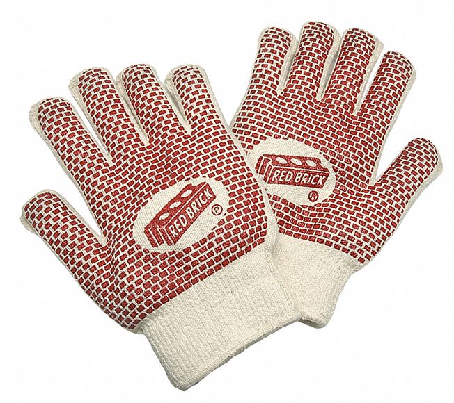 Knit Gloves: L ( 9 ), Glove Hand Protection, Dotted, Nitrile, Full, 608°F Max Temp, 12 PK