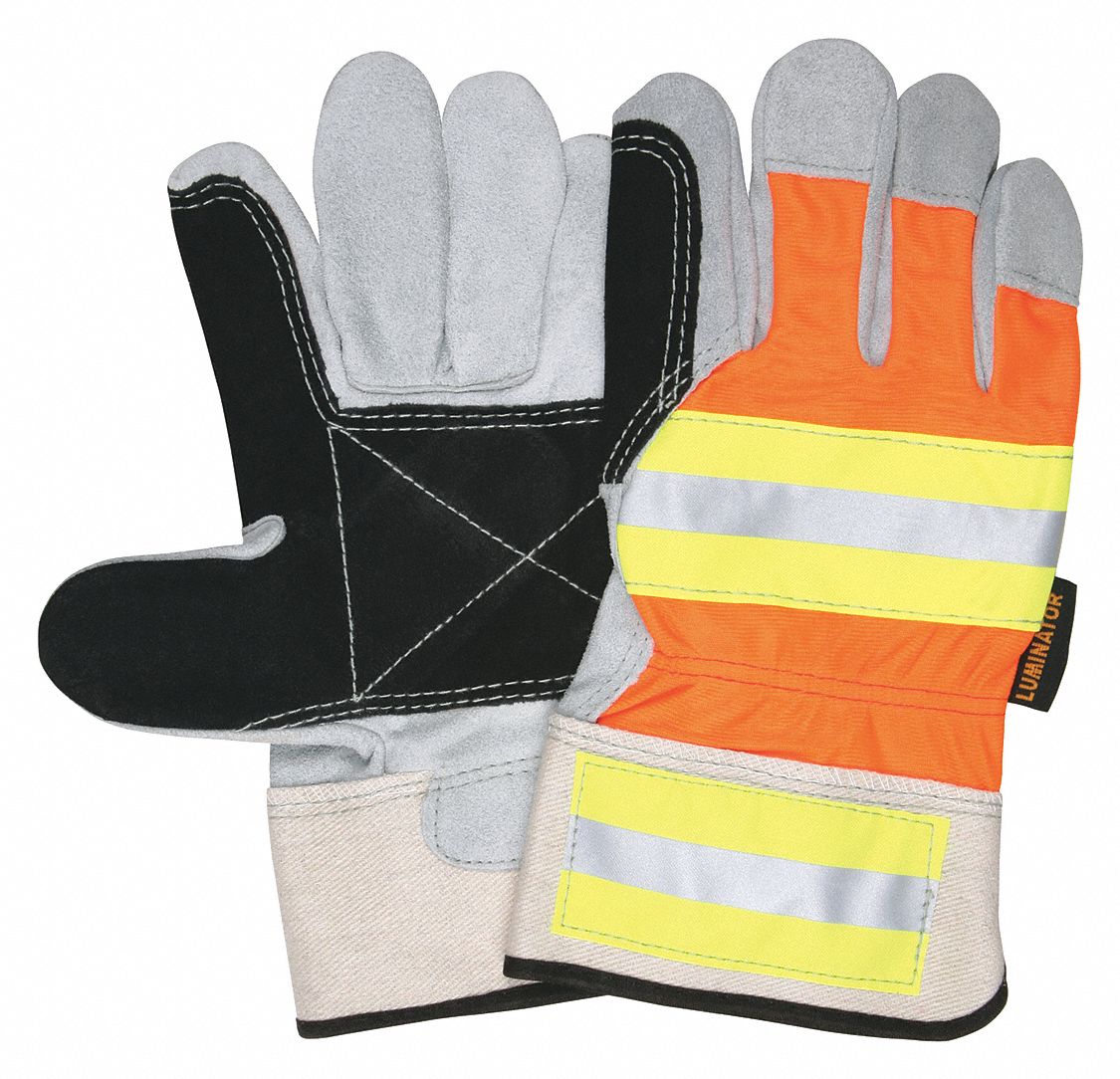 MCR SAFETY Leather Gloves, L, Cowhide, PK 12 26K18314401DPL Grainger