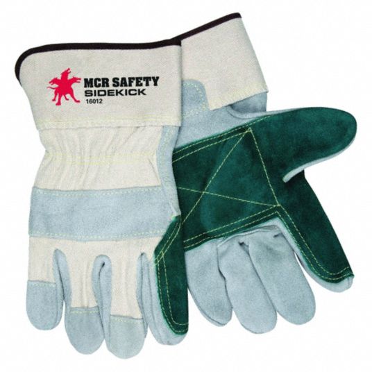 MCR SAFETY, L ( 9 ), Double Palm, Leather Gloves - 26K186|16012L - Grainger