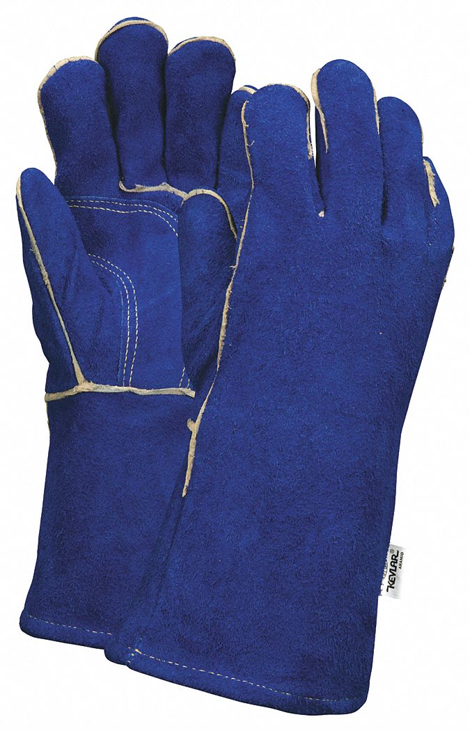 WELDING GLOVES, XL/10, 12 PK, WING THUMB, GAUNTLET CUFF, PREMIUM COWHIDE, BL, 12 PK
