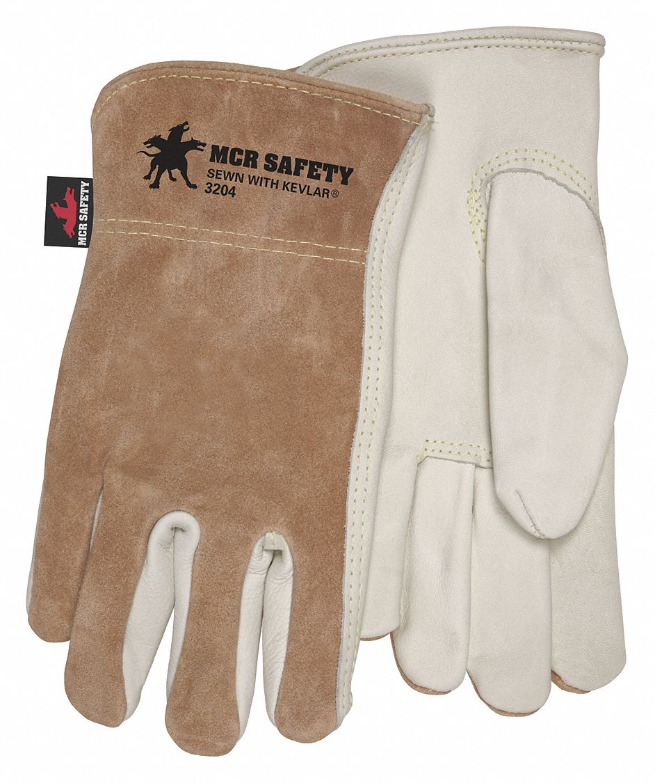 MCR Safety 4550 Cowhide Leather Welding Glove Contact Heat Rating Of Level  3 Up To 392 F[12 PACK] MCR4550-12EA