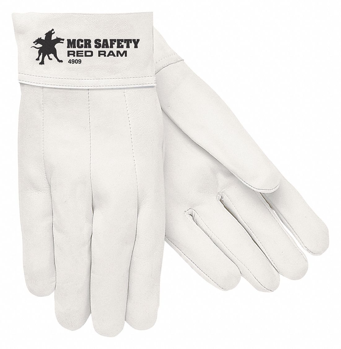 Welding Gloves, MIG, TIG, 2XL/11, PK12: Straight Thumb, Straight Cuff, Premium, White Goatskin, 12 PK