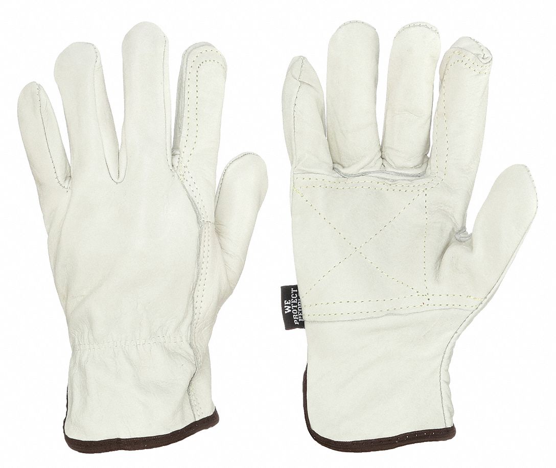 MCR SAFETY, L ( 9 ), Double Palm, Leather Gloves 26K53332113DPL Grainger