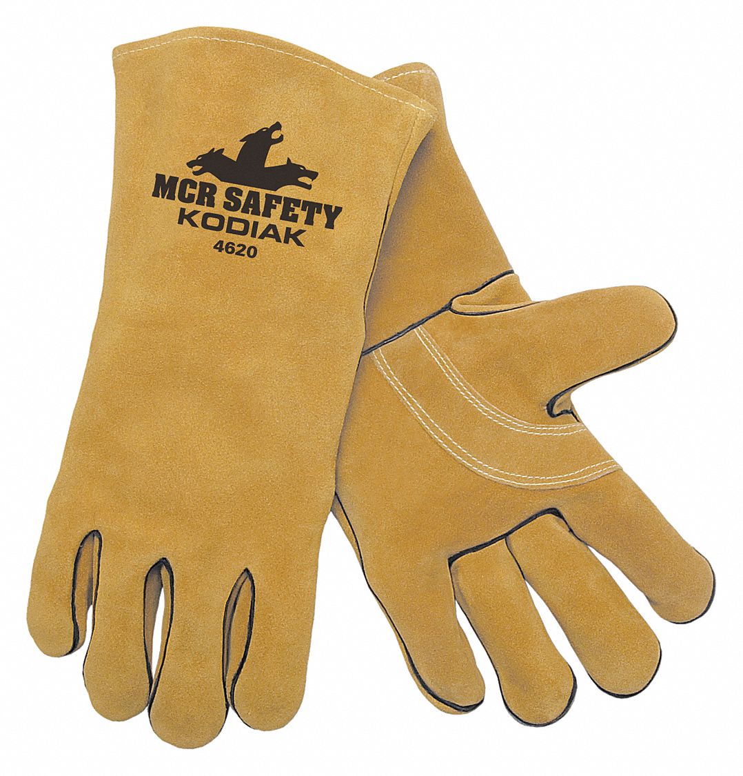 Welding Gloves, Stick, XL/10, PK12: Wing Thumb, Gauntlet Cuff, Premium, Tan Cowhide, 12 PK