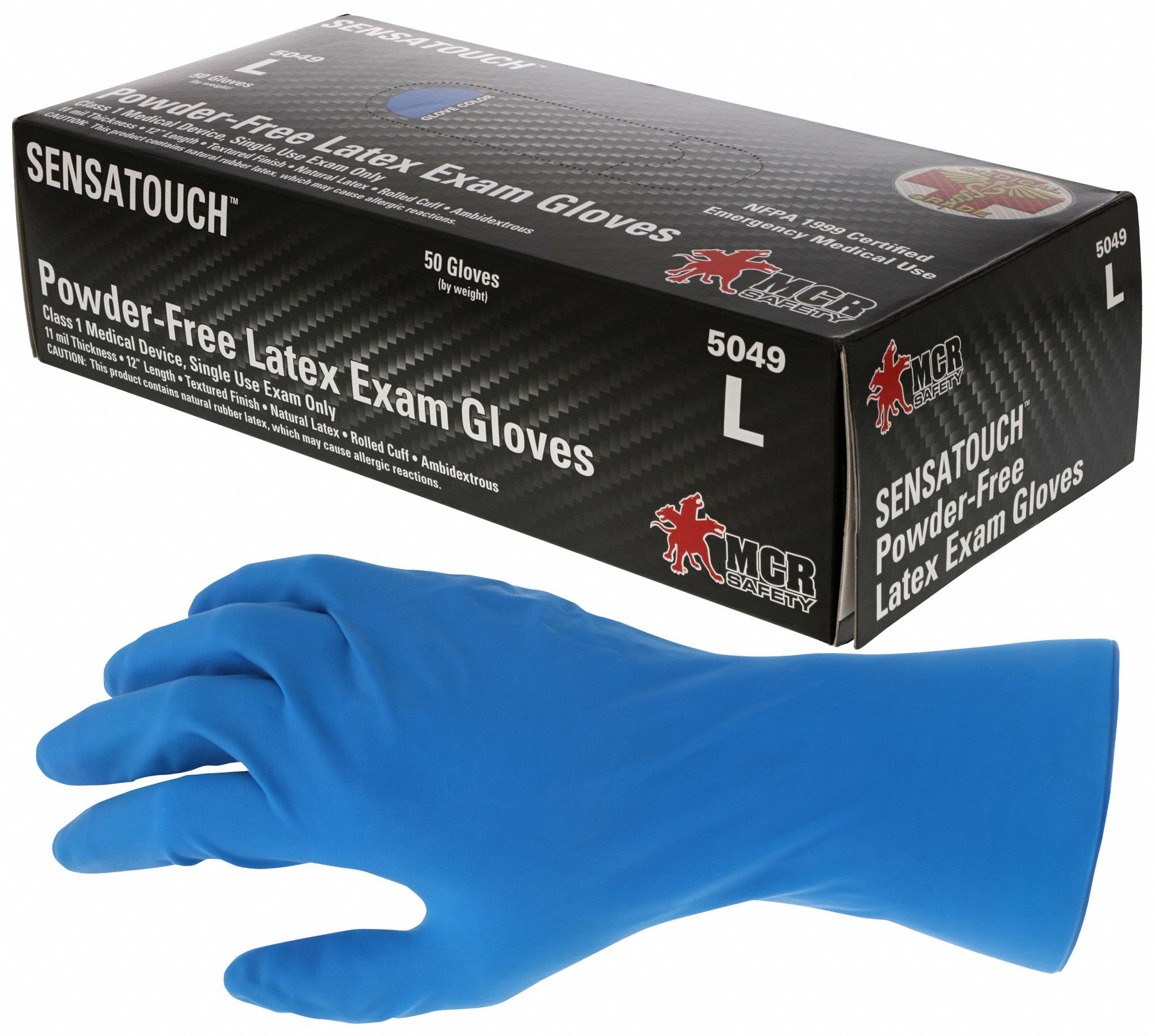 MCR SAFETY Natural Rubber Latex Disposable Gloves M PowderFre