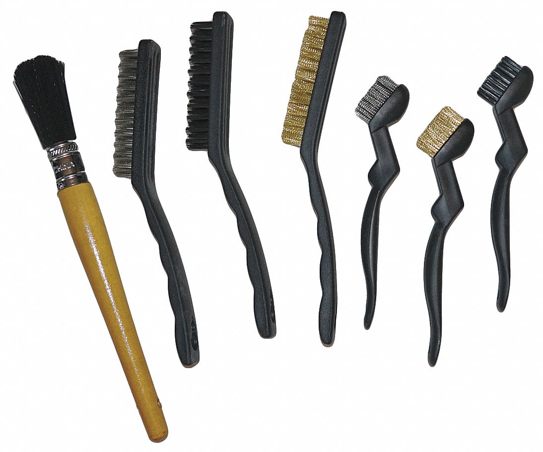 OIL EATER Parts Washer Brush: For Water-Based Solution Base Type, (7)  Brushes, Straight, Metal/Nylon