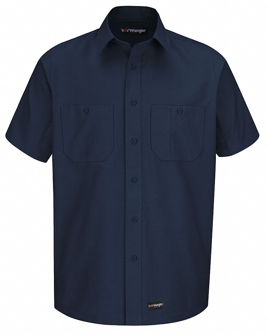 Short Sleeve Shirt, Navy, Poly/Cotton, 2XL