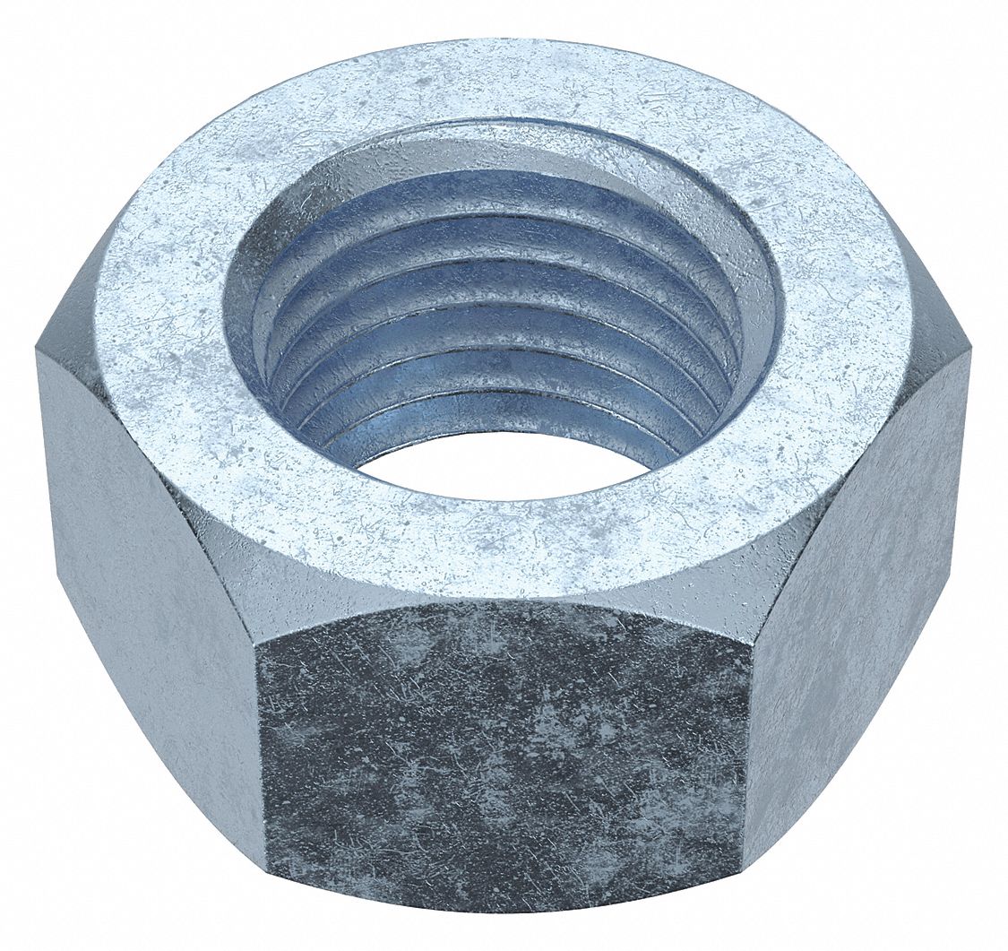 HEX NUT, M22-2.50 THREAD, 32MM HEX W, 18MM HEX H, STEEL, CLASS 8, ZINC PLATED, 10 PK