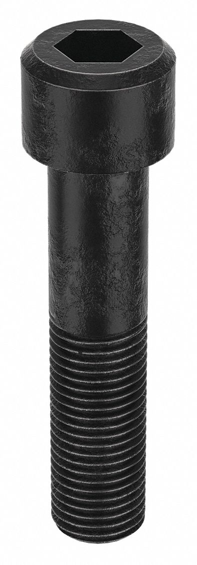 Socket Head Cap Screw: 2"-4-1/2 Thread Size, 9 in Lg, Std, Black Oxide, Alloy Steel, 2 in Head Ht