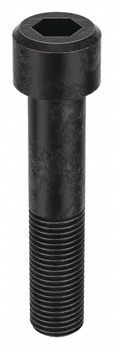 Socket Head Cap Screw: 2"-4-1/2 Thread Size, 10 in Lg, Std, Black Oxide, Alloy Steel, 2 in Head Ht