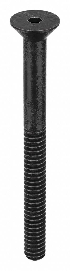 Socket Flat Head Screw: #4-40 Thread Size, 1 1/4 in Lg, Flat, Black Oxide, Alloy Steel, 100 PK
