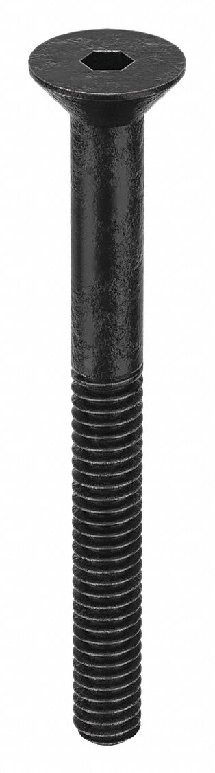 Socket Flat Head Screw: #5-40 Thread Size, 1 1/4 in Lg, Flat, Black Oxide, Alloy Steel, 100 PK