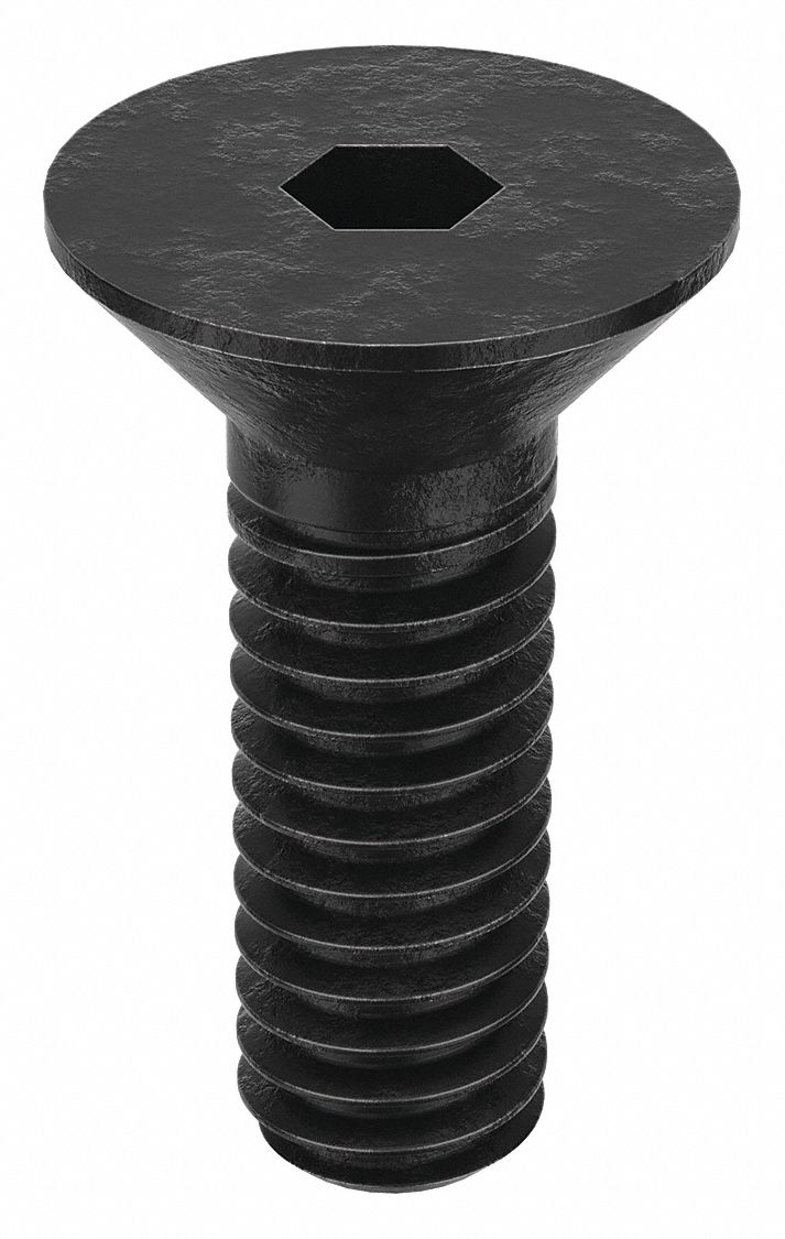 Socket Flat Head Screw: #8-32 Thread Size, 7/16 in Lg, Flat, Black Oxide, Alloy Steel, 100 PK