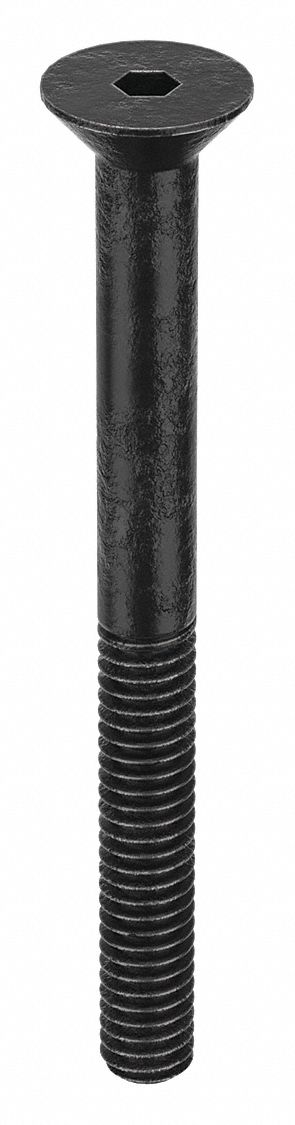 Socket Flat Head Screw: #8-32 Thread Size, 1 3/4 in Lg, Flat, Black Oxide, Alloy Steel, 100 PK