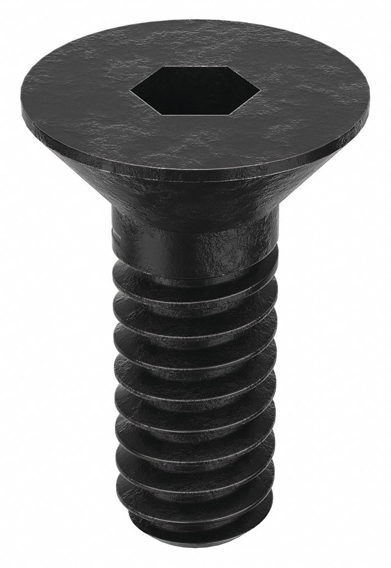 Socket Flat Head Screw: #10-24 Thread Size, 7/16 in Lg, Flat, Black Oxide, Alloy Steel, 100 PK