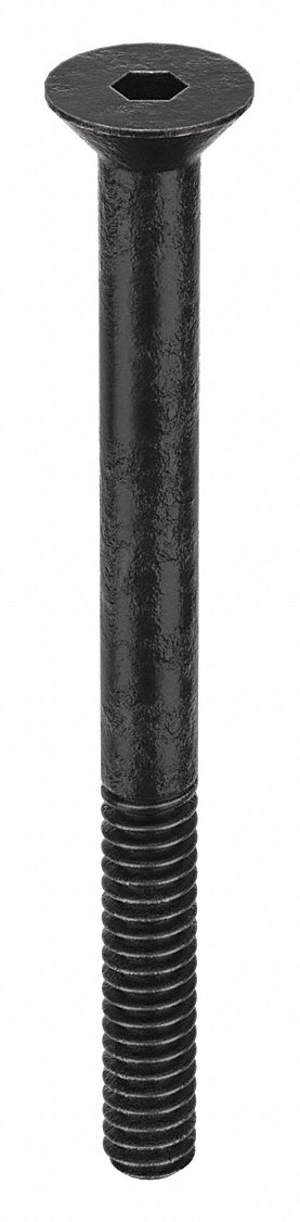 Socket Flat Head Screw: #10-24 Thread Size, 2 1/4 in Lg, Flat, Black Oxide, Alloy Steel, 100 PK