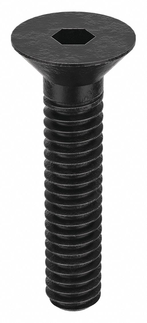 Socket Flat Head Screw: 1/4"-20 Thread Size, 1 1/8 in Lg, Flat, Black Oxide, Alloy Steel, 100 PK
