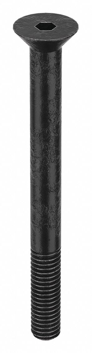 Socket Flat Head Screw: 3/8"-16 Thread Size, 4 in Lg, Flat, Black Oxide, Alloy Steel, 10 PK