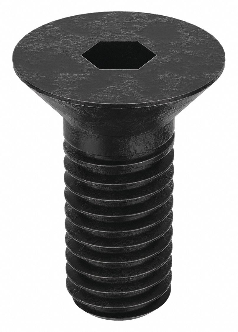 Socket Flat Head Screw: 7/16"-14 Thread Size, 7/8 in Lg, Flat, Black Oxide, Alloy Steel, 25 PK