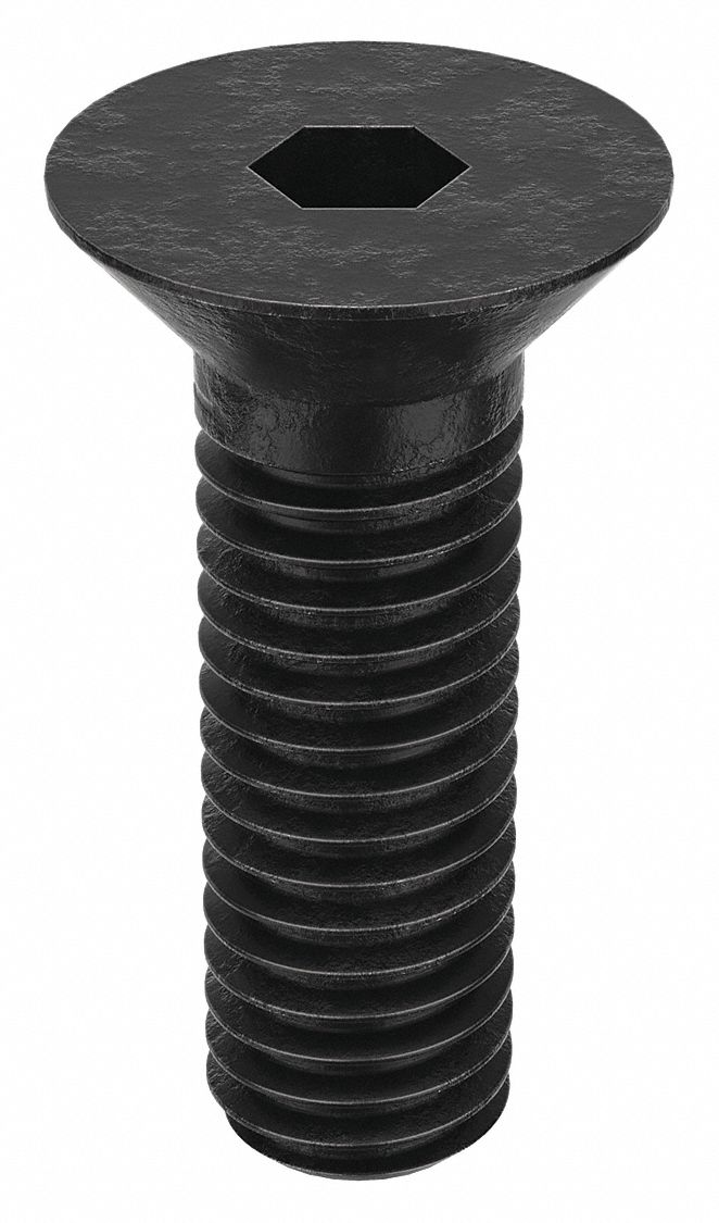 Socket Flat Head Screw: 7/16"-14 Thread Size, 1 1/4 in Lg, Flat, Black Oxide, Alloy Steel, 25 PK