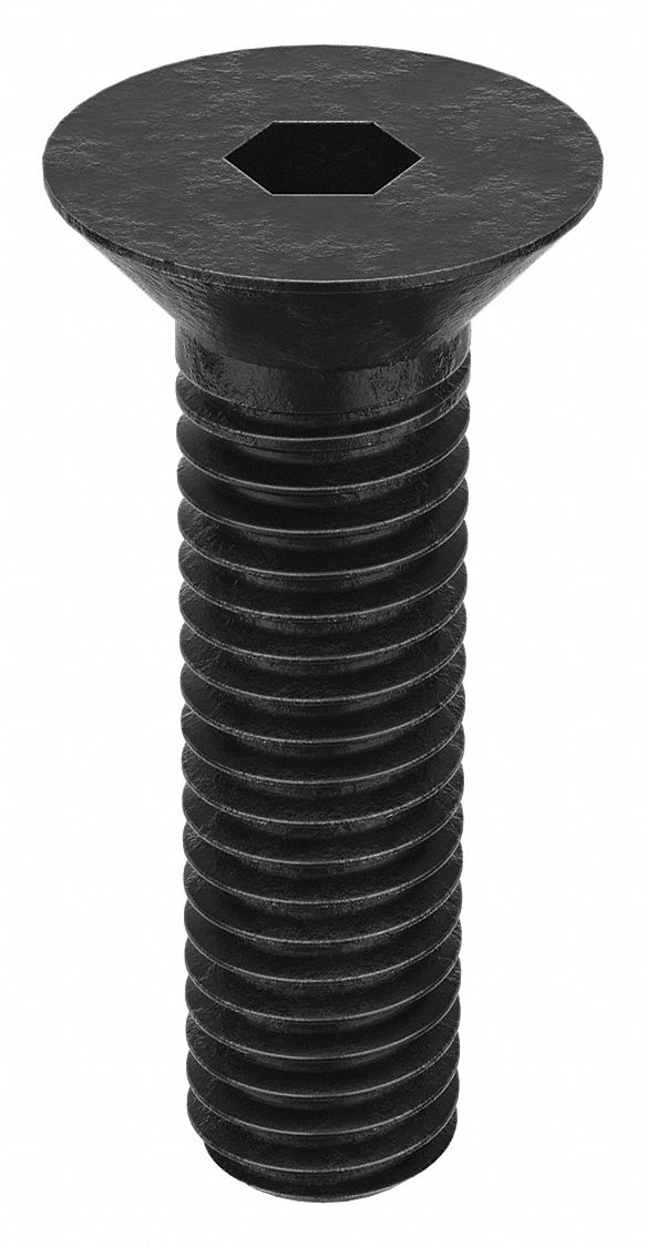 SOCKET FLAT HEAD SCREW, 7/16"-14 THREAD SIZE, 1½ IN L, FLAT, BLACK OXIDE, STEEL, 25 PK