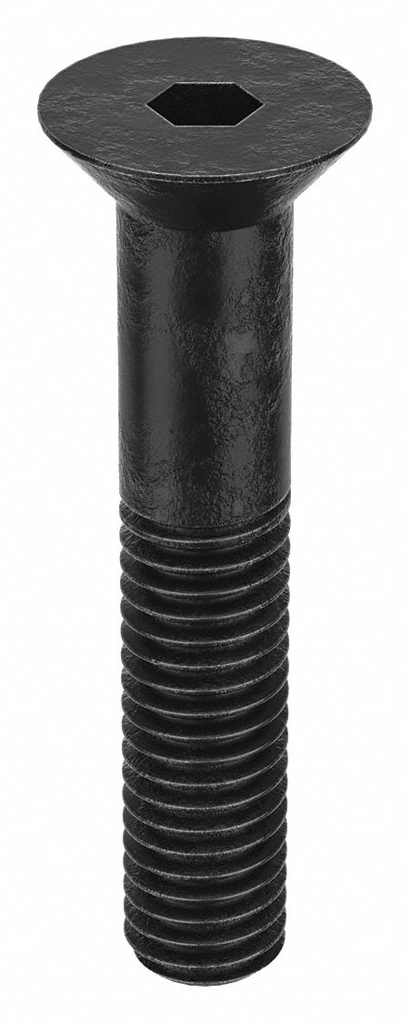 Socket Flat Head Screw: 7/16"-14 Thread Size, 2 1/4 in Lg, Flat, Black Oxide, Alloy Steel, 10 PK