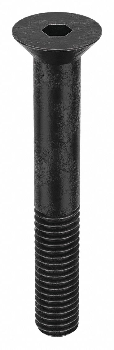 Socket Flat Head Screw: 7/16"-14 Thread Size, 3 in Lg, Flat, Black Oxide, Alloy Steel, 10 PK