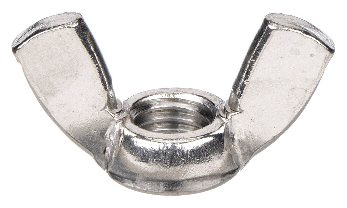WING NUT, M5-0.8 THREAD SIZE, 18-8 STAINLESS STEEL, PLAIN FINISH, 22&frac12;MM MAX WING SPAN, 10 PK