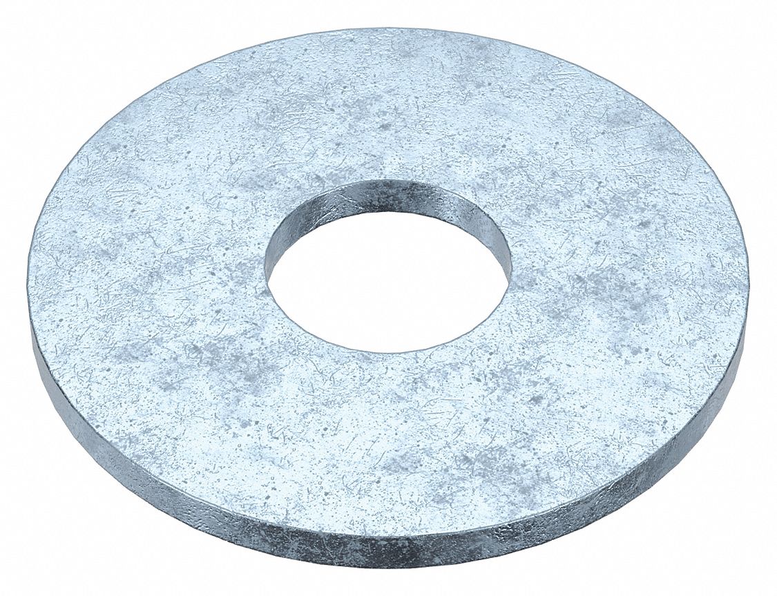 Wide Rim Type B Washer: Case Hardened, Zinc Plated, Steel, 7/8 in Screw Sz, 0.938 in In Dia, 2 PK