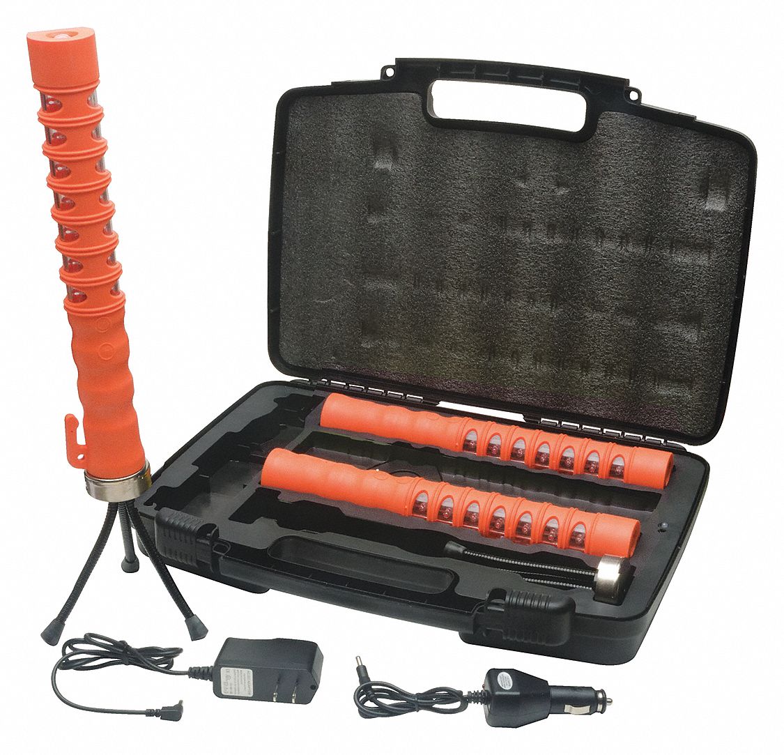 AERVOE LED Baton Road Flare Kit with 3 Flares in Charging Case, Red ...