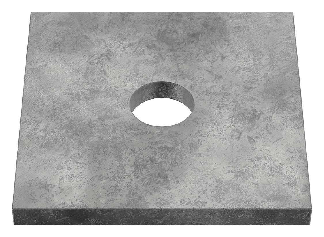 Square Washer: Case Hardened, Hot-Dipped Galvanized, Steel, 5/8 in Screw Sz, 0.688 in In Dia