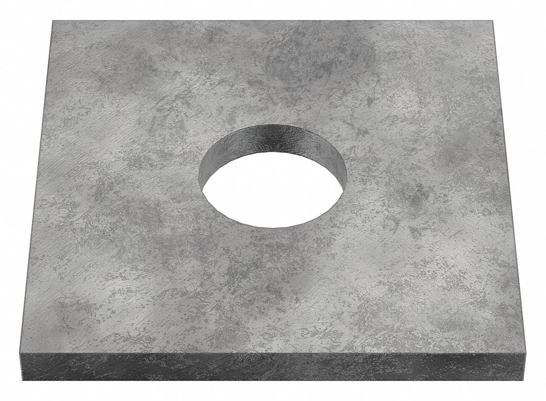 Square Washer: Case Hardened, Hot-Dipped Galvanized, Steel, 7/8 in Screw Sz, 0.938 in In Dia