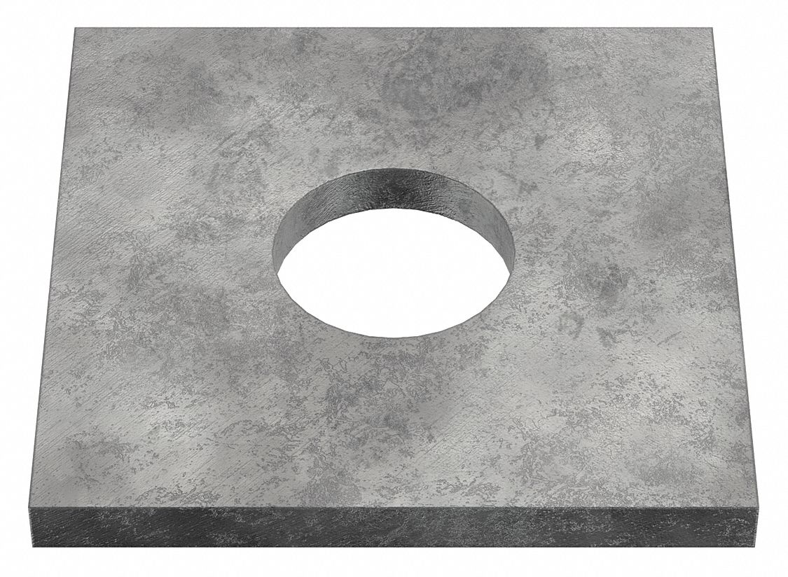 Square Washer: Case Hardened, Hot-Dipped Galvanized, Steel, 1 in Screw Sz, 1.062 in In Dia