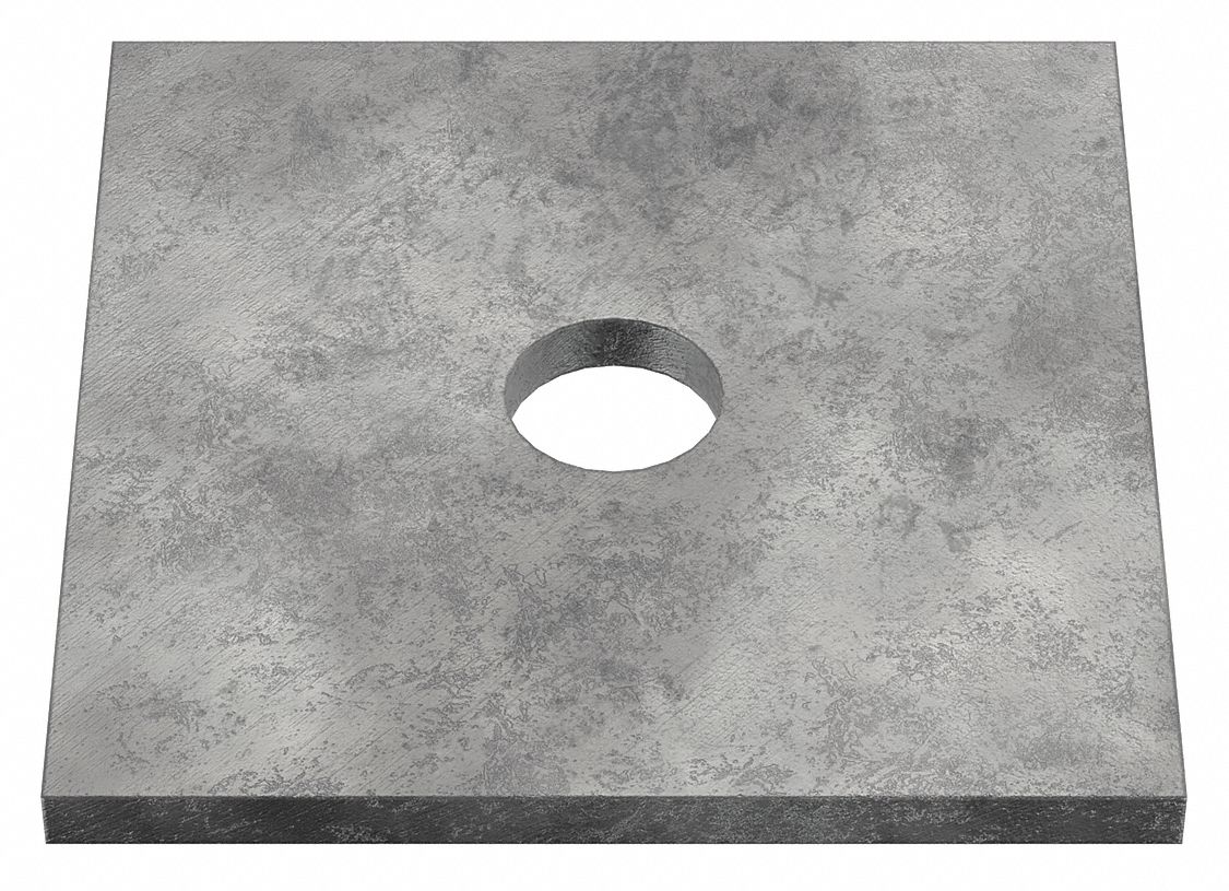 Square Washer: Case Hardened, Hot-Dipped Galvanized, Steel, 3/4 in Screw Sz, 0.812 in In Dia