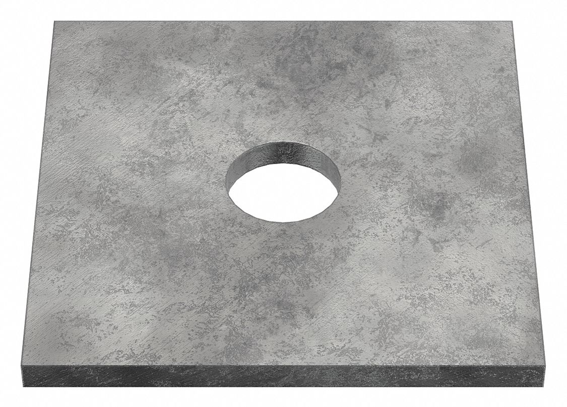 Square Washer: Case Hardened, Hot-Dipped Galvanized, Steel, 7/8 in Screw Sz, 0.938 in In Dia