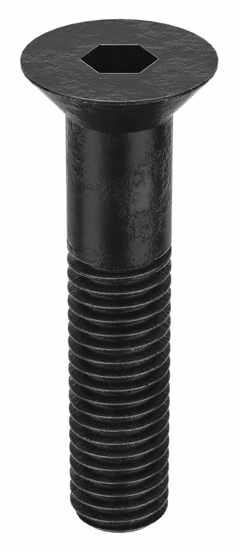 Socket Flat Head Screw: 1/2"-13 Thread Size, 2 1/4 in Lg, Flat, Black Oxide, Alloy Steel, 10 PK
