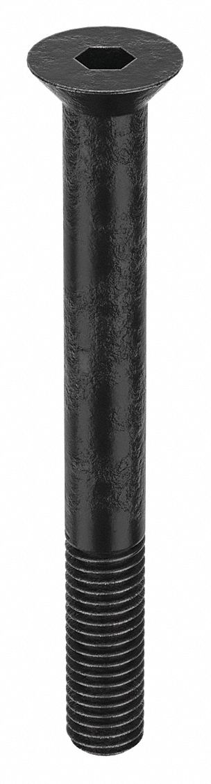 Socket Flat Head Screw: 1/2"-13 Thread Size, 4 1/2 in Lg, Flat, Black Oxide, Alloy Steel, 5 PK