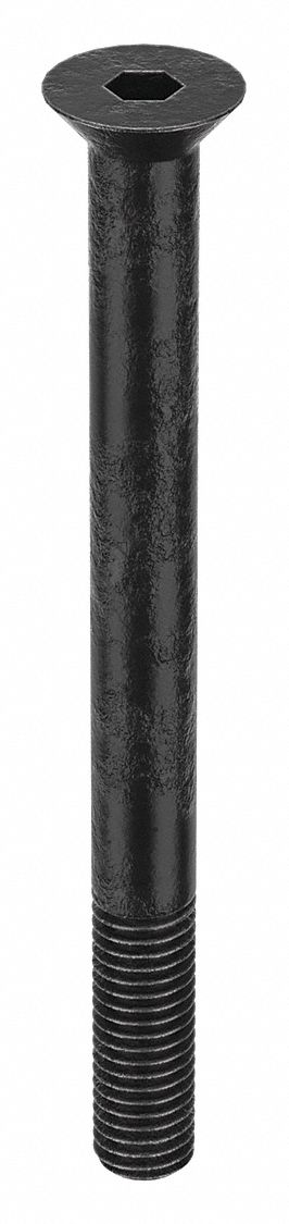 Socket Flat Head Screw: 1/2"-13 Thread Size, 5 1/2 in Lg, Flat, Black Oxide, Alloy Steel, 5 PK