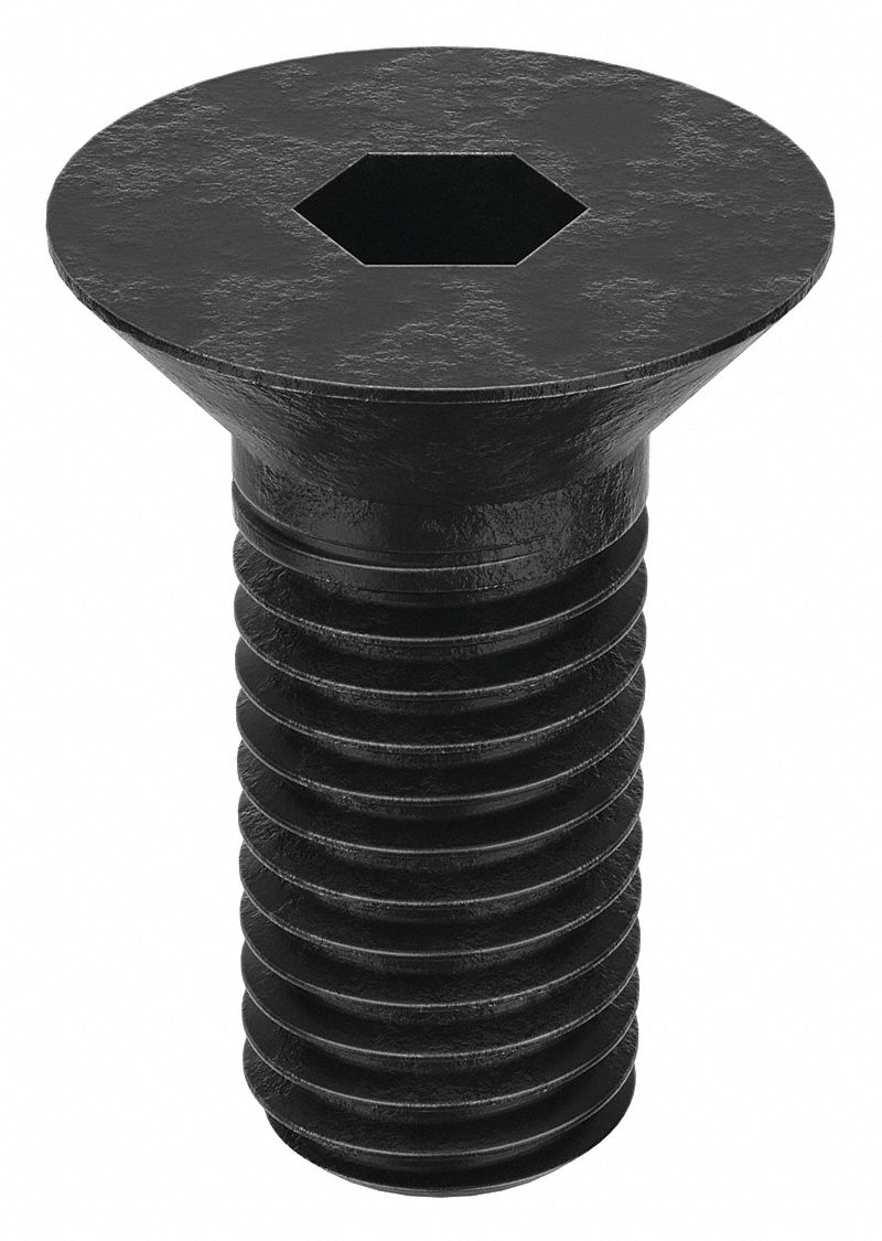 Socket Flat Head Screw: 5/8"-11 Thread Size, 1 1/4 in Lg, Flat, Black Oxide, Alloy Steel, 10 PK