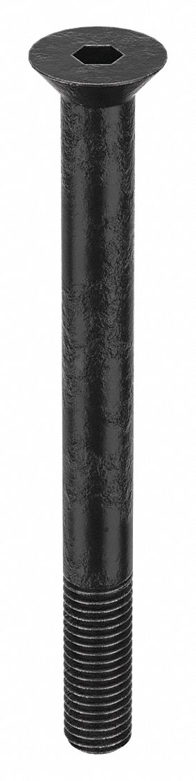 Socket Flat Head Screw: 5/8"-11 Thread Size, 6 1/2 in Lg, Flat, Black Oxide, Alloy Steel, 5 PK