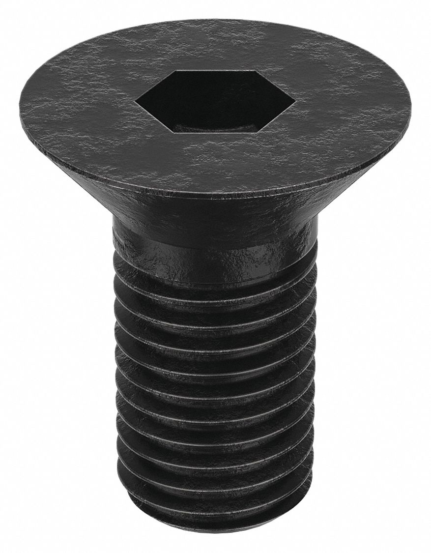 Socket Flat Head Screw: 3/4"-10 Thread Size, 1 1/4 in Lg, Flat, Black Oxide, Alloy Steel, 5 PK