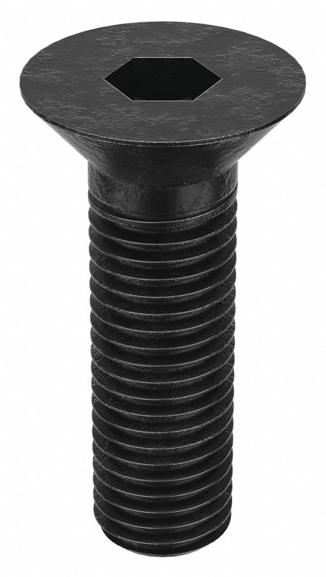 Socket Flat Head Screw: 3/4"-10 Thread Size, 2 1/4 in Lg, Flat, Black Oxide, Alloy Steel, 5 PK